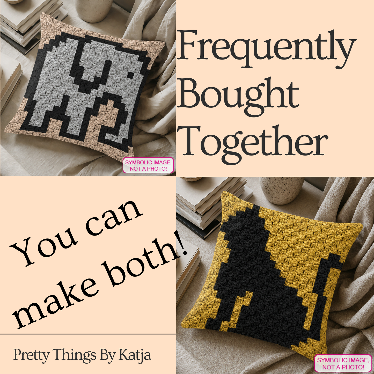 Crochet jungle animal graph pattern for a C2C pillow cover with written instructions.
Quick weekend crochet project featuring a cute elephant graphgan pillow design.