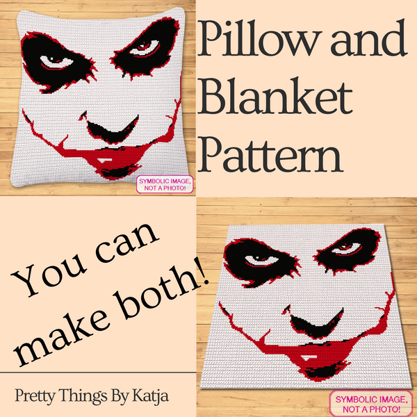 Crochet Jocker - Villain Crochet Afghan Pattern, Crochet Pillow Pattern