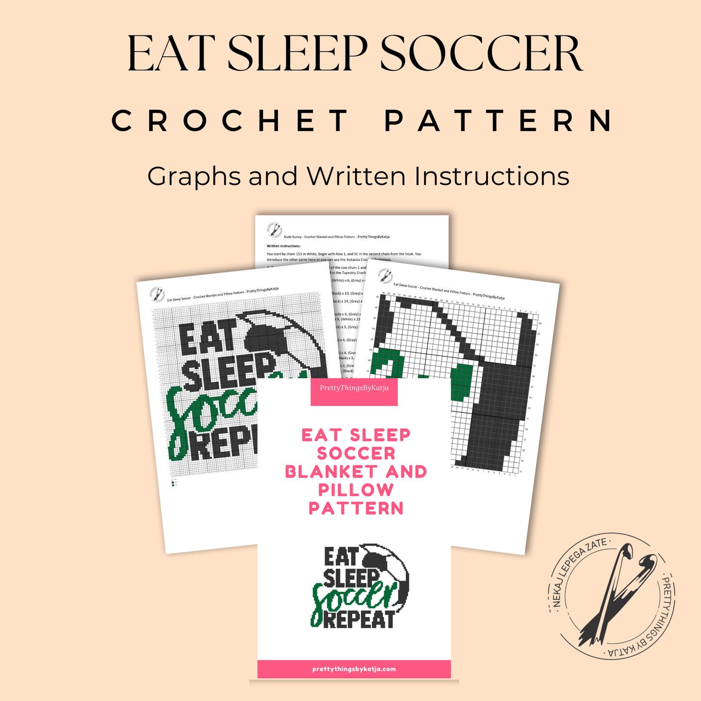 Single crochet football blanket pattern for soccer players, sports fans, kids’ rooms, and handmade gifts.