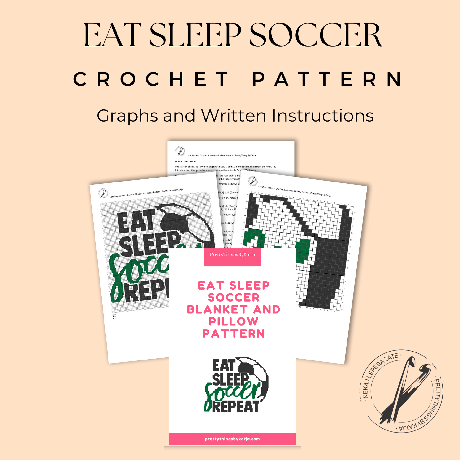 Single crochet football blanket pattern for soccer players, sports fans, kids’ rooms, and handmade gifts.