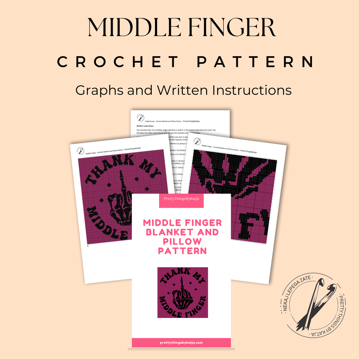 Thank My Middle Finger C2C Crochet Blanket Pattern – Sassy Halloween Graphghan PDF