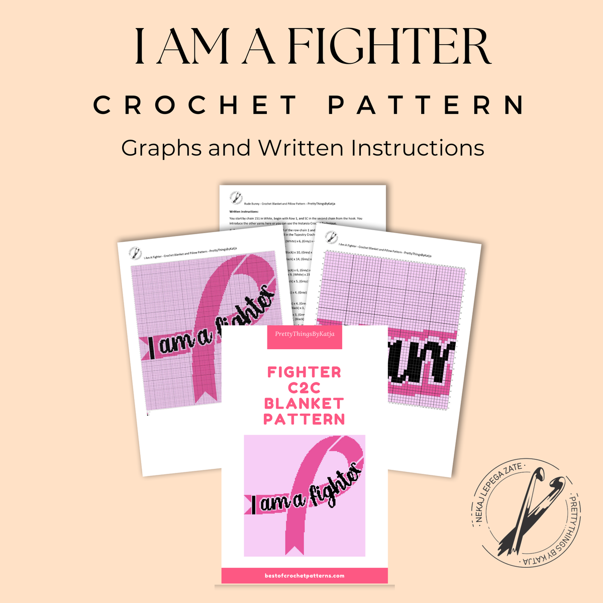 I Am A Fighter - Corner To Corner Crochet Blanket Pattern, Chemo Crochet
