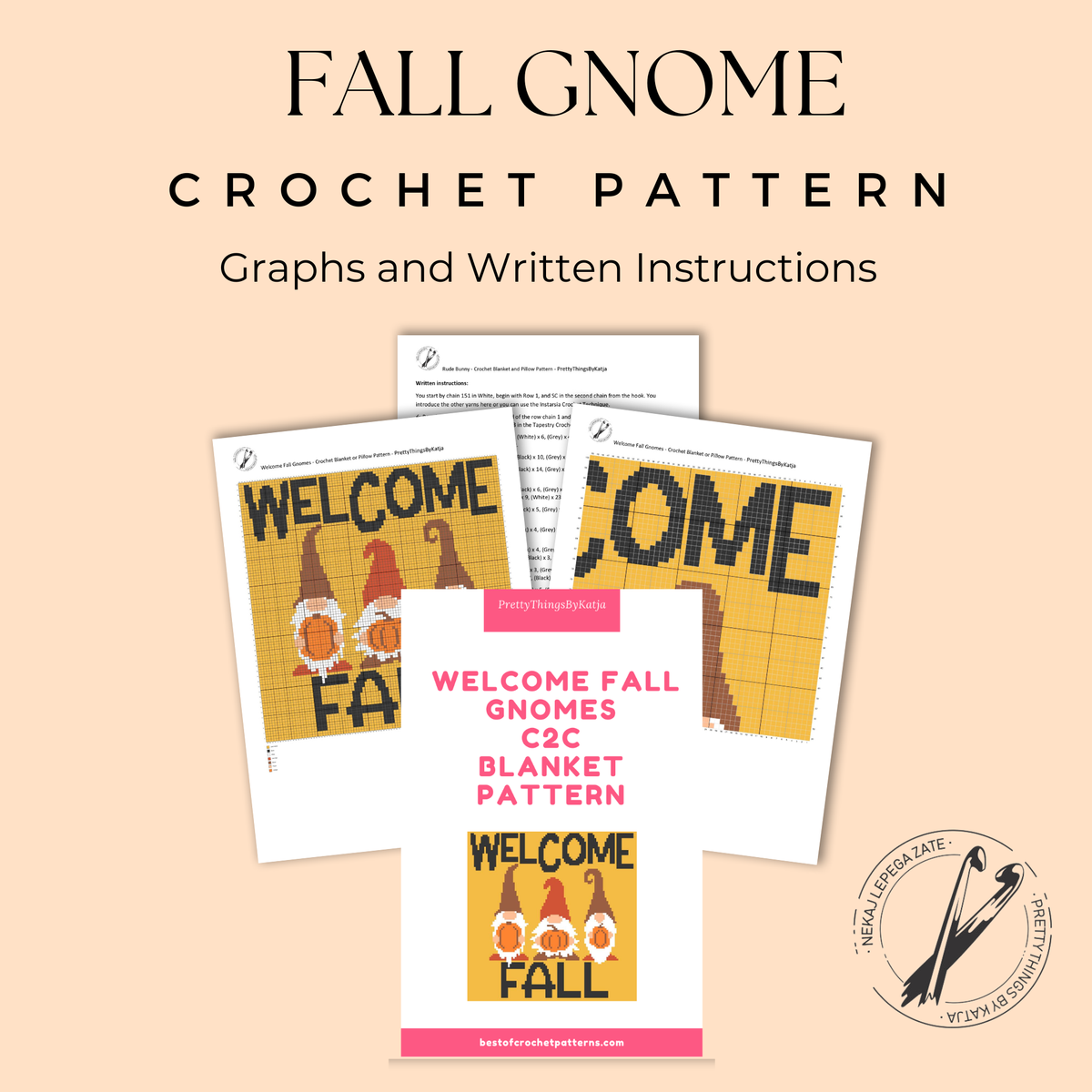 Welcome Fall C2C Crochet Gnome Pattern - Autumn Crochet Pattern