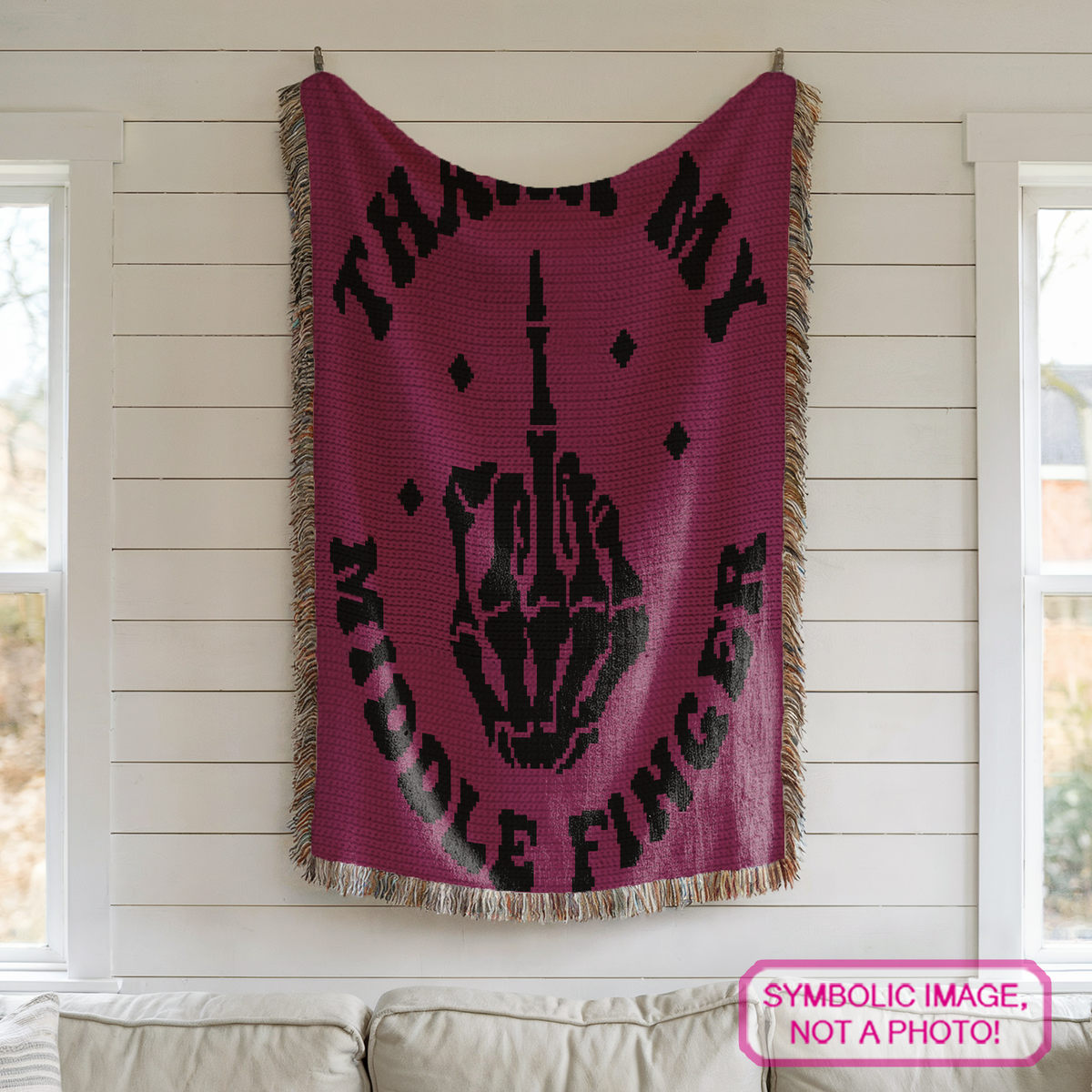 Thank My Middle Finger Crochet Pattern, Sassy SC Blanket & Pillow