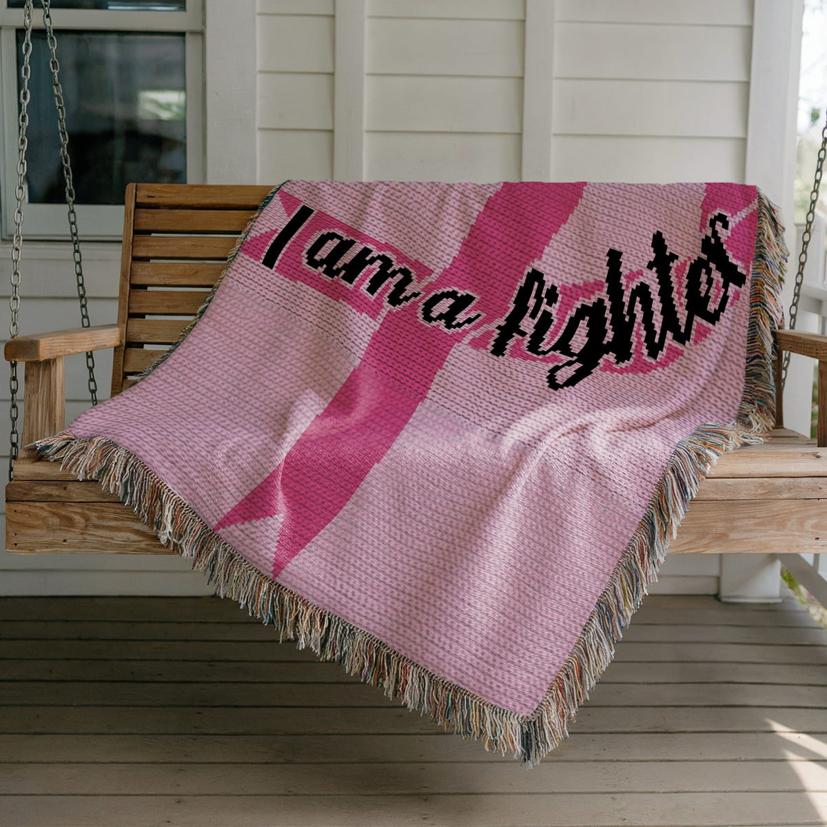 I Am A Fighter - Cancer Crochet Pattern - SC Crochet Blanket and Crochet Pillow Pattern