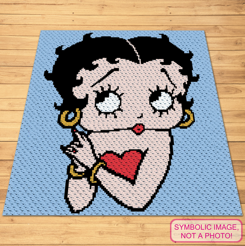 Capture the timeless charm of Betty Boop with this enchanting C2C (Corner-to-Corner) Crochet Pattern!  Featuring the beloved cartoon icon in her classic pose, this pattern is perfect for crafting a playful and nostalgic piece. Sized at 140x150 stitches and using 6 vibrant colors, this design will add a touch of vintage glamour to any room. Click to learn more!