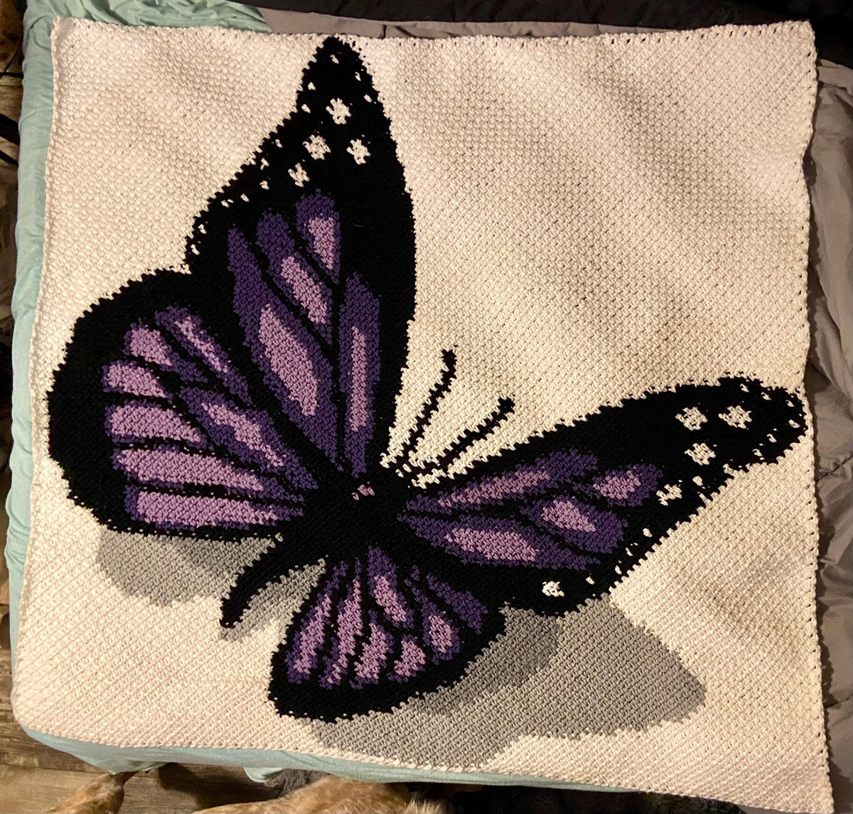 C2C butterfly crochet pattern for nature lovers, spring decor, handmade gifts, and colorful crochet blankets.
Monarch butterfly crochet graph pattern with orange, black, white, and grey details for a beautiful handmade blanket.