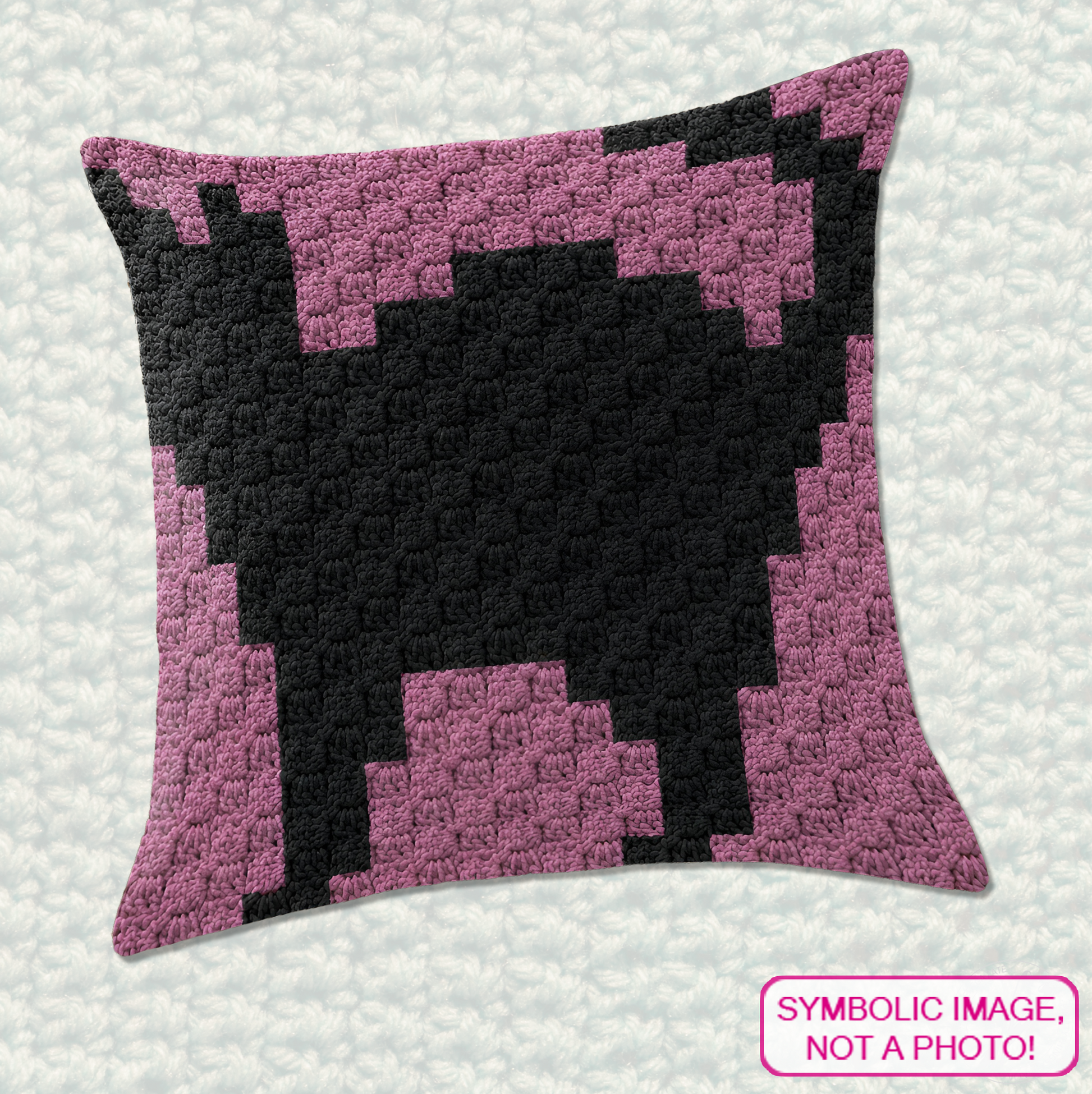 C2C crochet black cat pillow pattern for Halloween decor, cat lovers, and handmade gifts.
