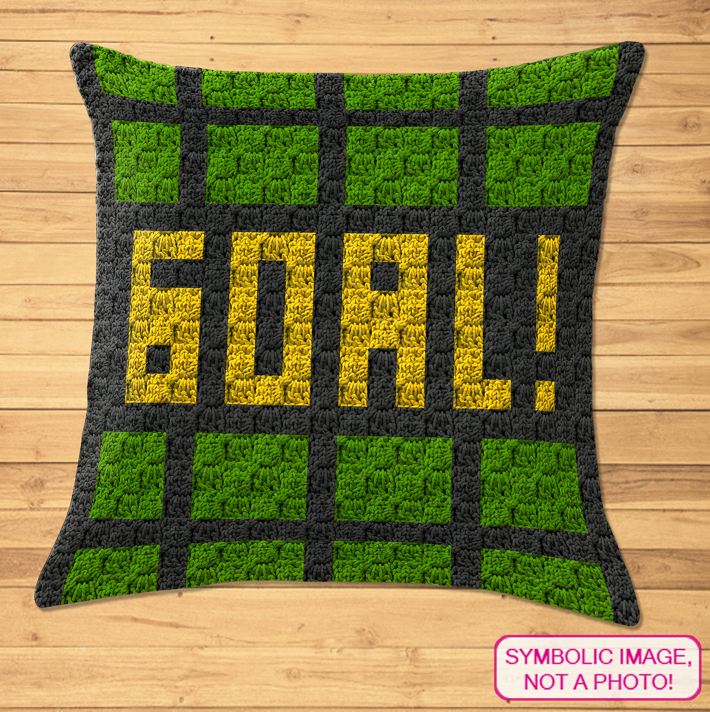 C2C crochet GOAL pillow pattern for soccer players, football fans, coaches, and team gifts.
Beginner-friendly C2C crochet pillow pattern featuring a soccer goal design in 20 x 20 blocks.
