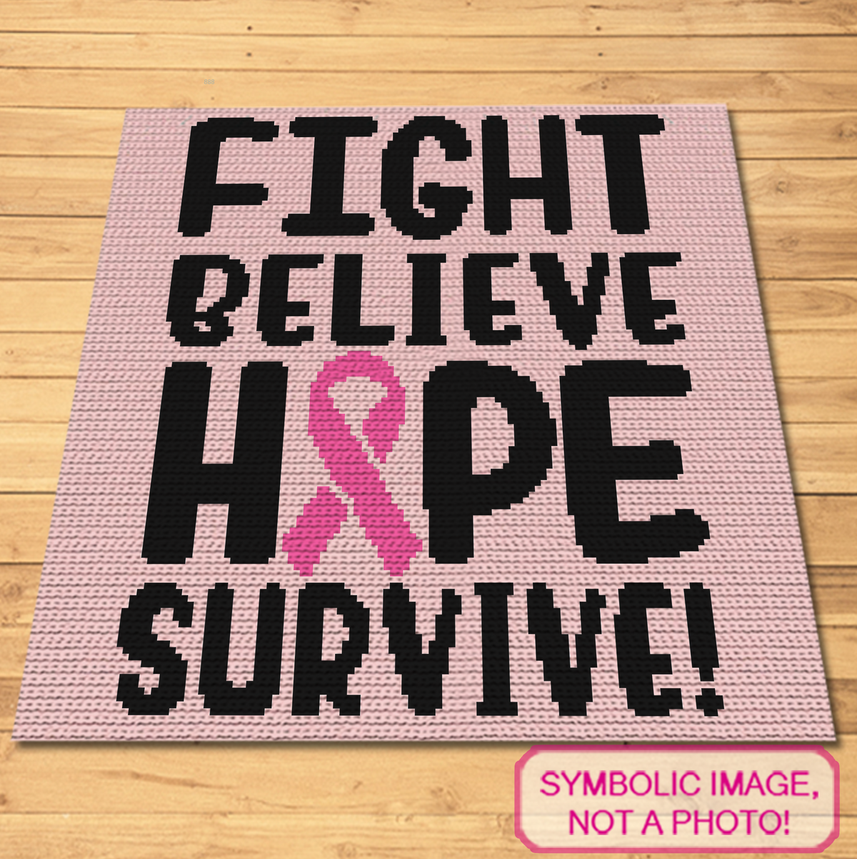 Fight Believe Hope Survive Crochet Pattern | Cancer Awareness Blanket & Pillow PDF
