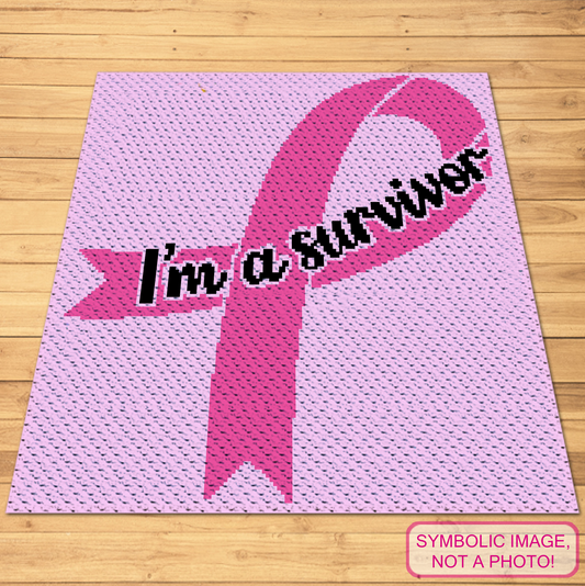 Survivor Ribbon C2C Crochet Blanket Pattern PDF