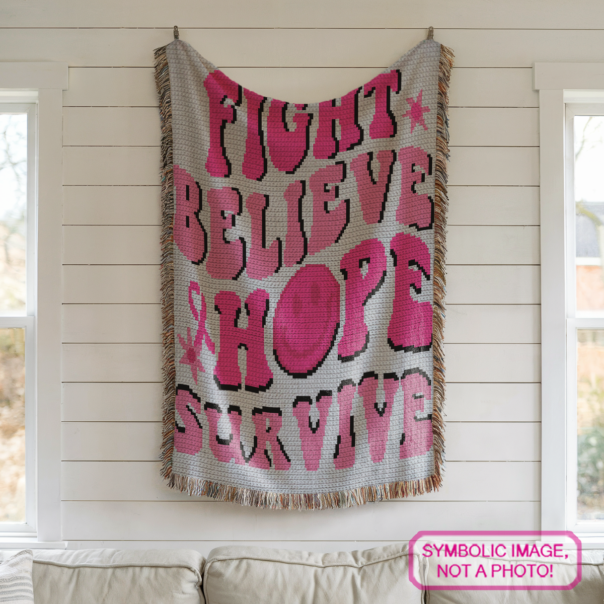 Hippie Hope Cancer Crochet Pattern | SC Blanket & Pillow PDF