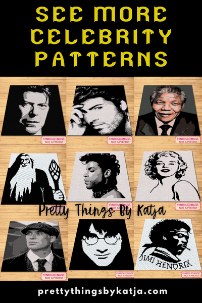 Check out more Celebrity Crochet Patterns in my Shop. Crochet Blanket and Pillow Patterns of your favorite idols. Click to learn more!