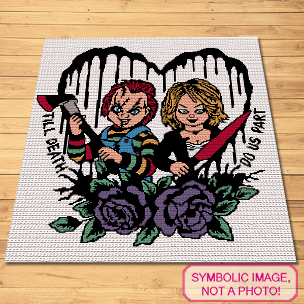 Discover the Chucky and Tiffany SC Blanket Pattern from Pretty Things By Katja, a detailed and vibrant crochet pattern featuring 9 colors and an intricate design of 250x238 stitches.

Typically available exclusively to my VIP members on Patreon, this unique and eye-catching pattern is now accessible on my website for a limited time. 
Click to learn more!