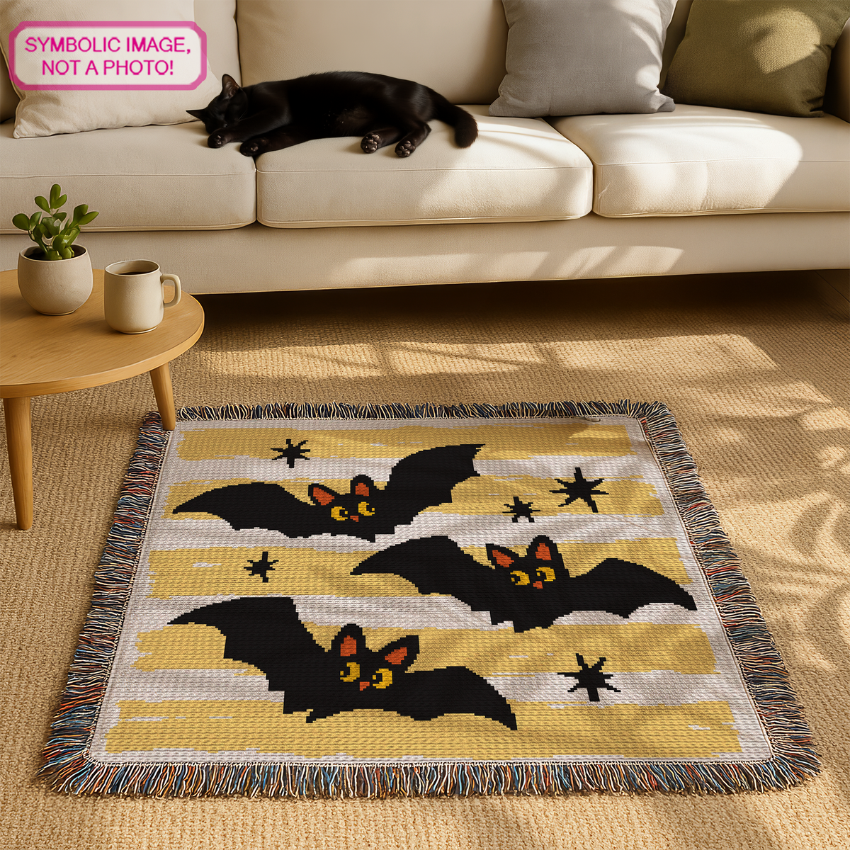 Bats Halloween Crochet Blanket Pattern, SC Graphghan PDF