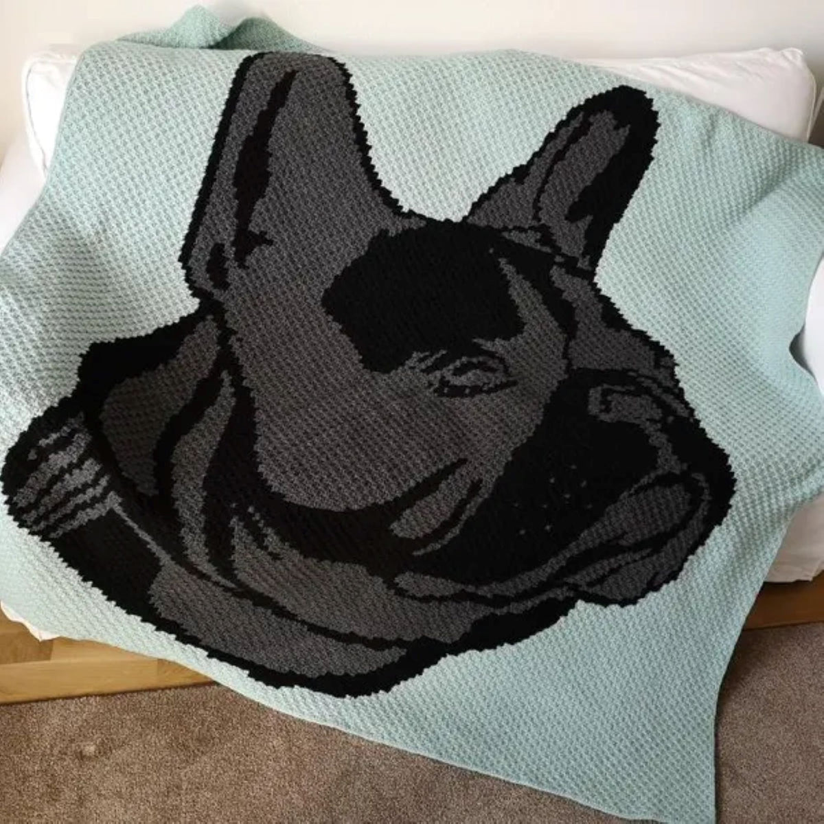 Crochet French Bulldog - Crochet BUNDLE: C2C Crochet Dog Blanket Pattern, Crochet Pillow Pattern