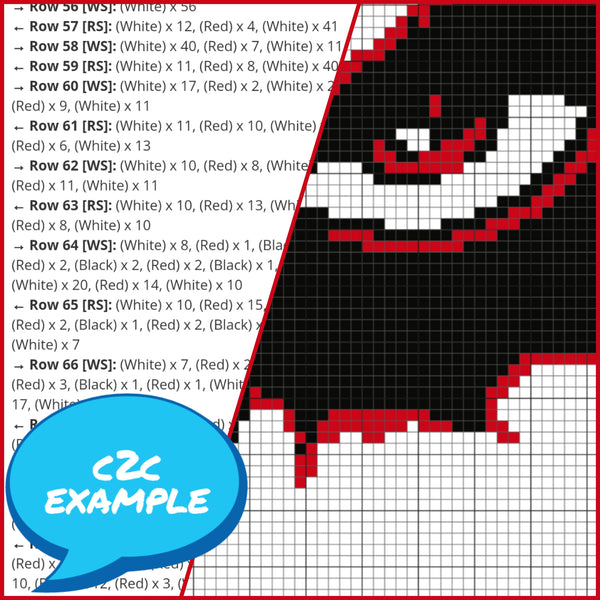 Get the best of both worlds with our Joker Crochet Pattern Bundle, featuring both SC (Single Crochet) and C2C (Corner to Corner) designs. Perfect for fans who love to crochet and want to add a touch of villainous flair to their collection.

Crochet Jocker is a Crochet BUNDLE, a Graph Pattern with Written Instructions for Crochet Blanket and Pillow, PDF Digital Files.
Click to learn more!