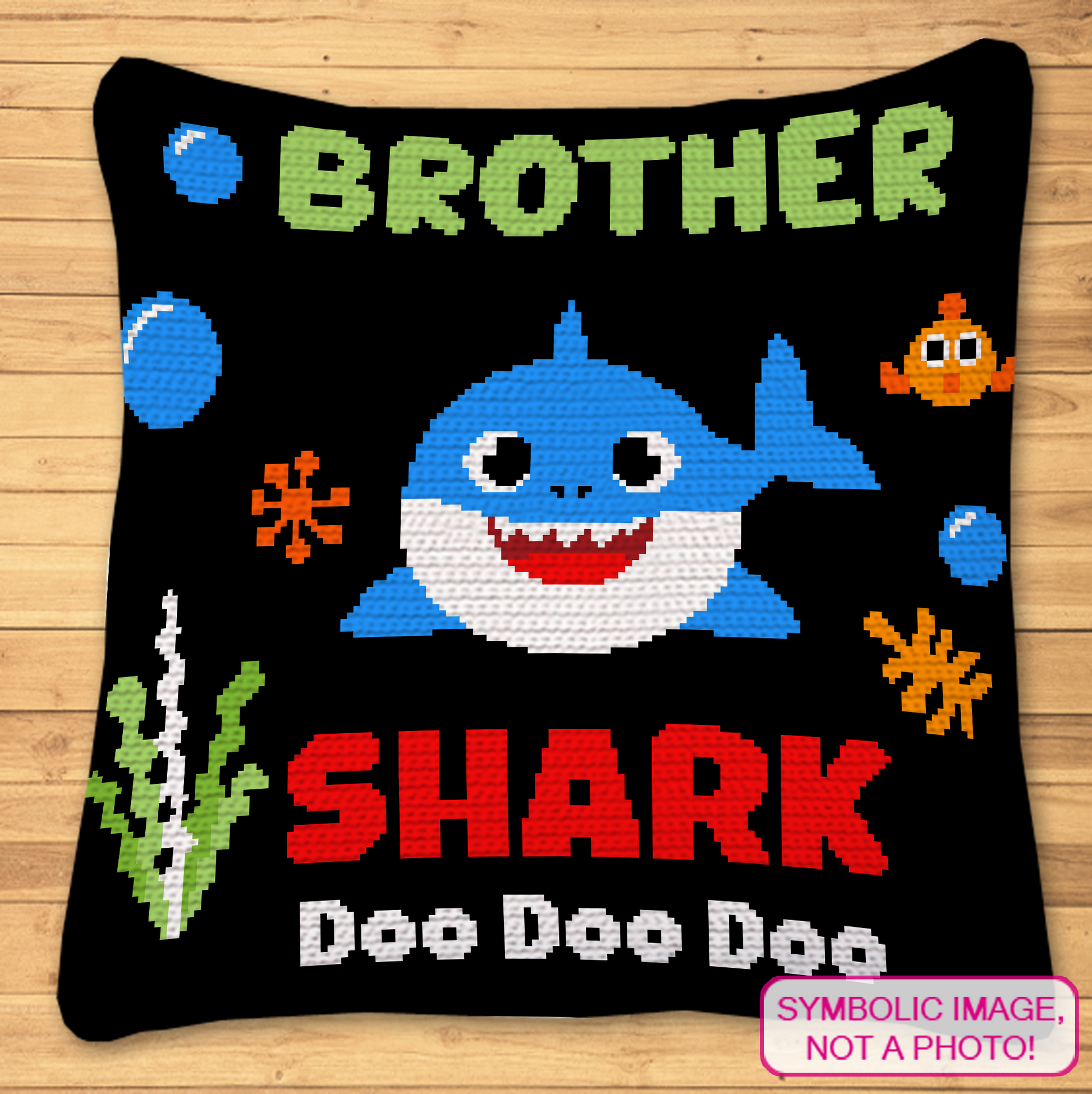 Single crochet shark blanket and pillow pattern bundle for children, families, ocean nurseries, and handmade gifts.