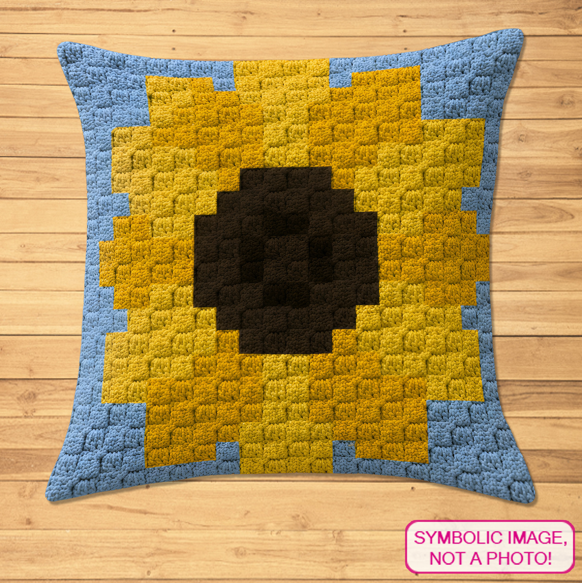 C2C crochet sunflower pillow pattern for flower lovers, farmhouse decor, and handmade gifts.
Beginner-friendly C2C crochet pillow pattern featuring a sunflower design in 20 x 20 blocks.