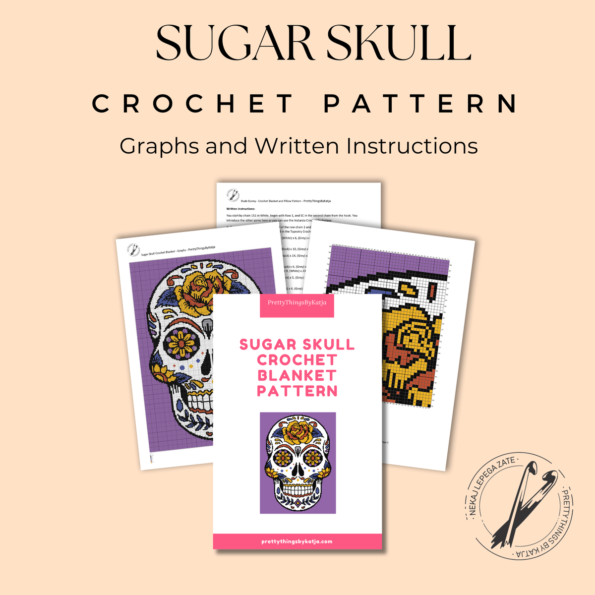 Sugar Skull Crochet Blanket Pattern, SC Graphghan Pattern, Dia de los Muertos Crochet, Skull Blanket PDF

Create a bold and colorful handmade blanket with this beautiful Sugar Skull SC Crochet Blanket Pattern! 💀🌸🧶