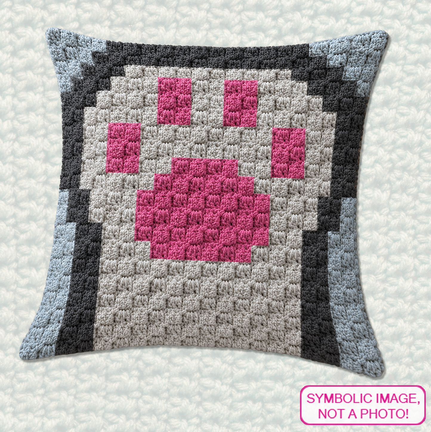 C2C crochet cat paw pillow pattern for cat lovers, pet lovers, and handmade gifts.
Beginner-friendly C2C crochet pillow pattern featuring a cat paw design in 20 x 20 blocks.