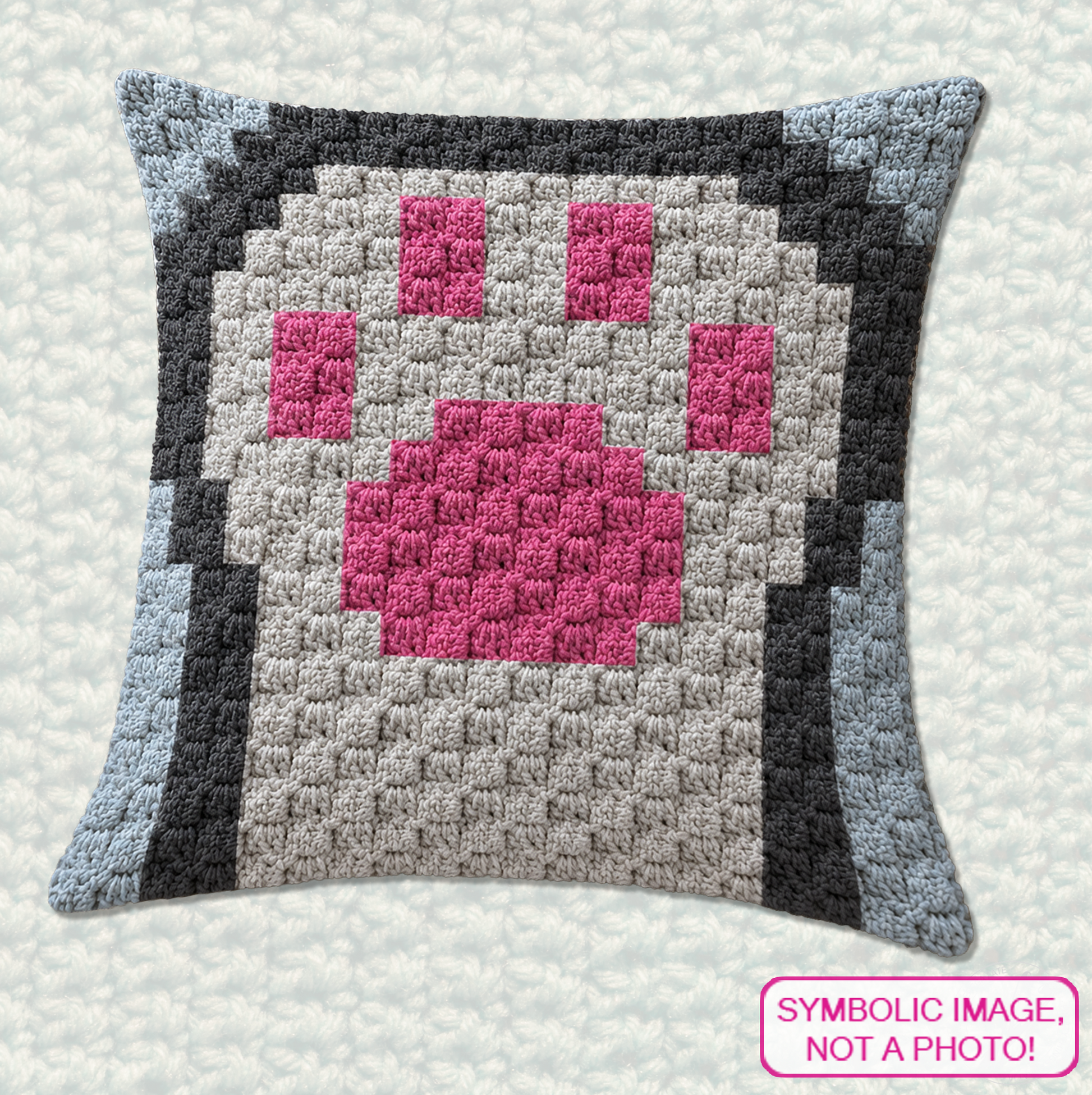 C2C crochet cat paw pillow pattern for cat lovers, pet lovers, and handmade gifts.
Beginner-friendly C2C crochet pillow pattern featuring a cat paw design in 20 x 20 blocks.