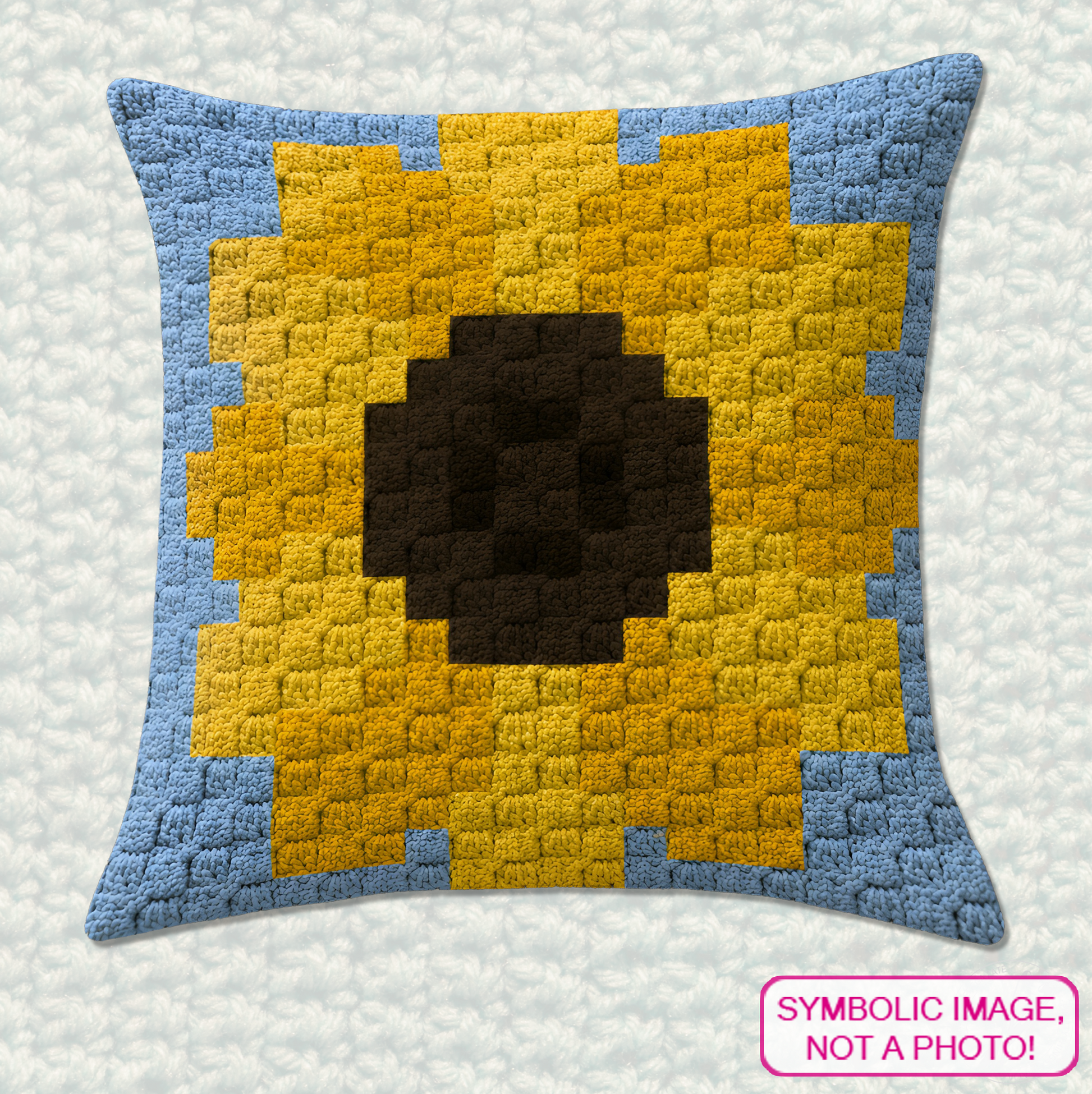 C2C crochet sunflower pillow pattern for flower lovers, farmhouse decor, and handmade gifts.
Beginner-friendly C2C crochet pillow pattern featuring a sunflower design in 20 x 20 blocks.