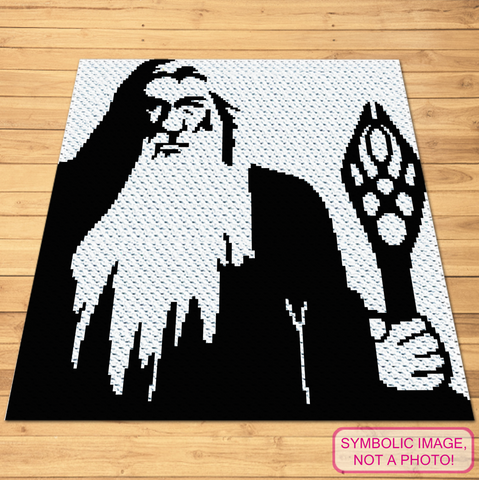 Create a stunning tribute to Middle-earth's iconic wizard with this Gandalf C2C crochet blanket pattern. This corner-to-corner design is a must-have for fans of fantasy and creative crochet projects.

Crochet Wizard Pattern is a Graph Pattern with Written Instructions for a Corner to Corner Crochet Blanket Pattern.
Click to learn more!