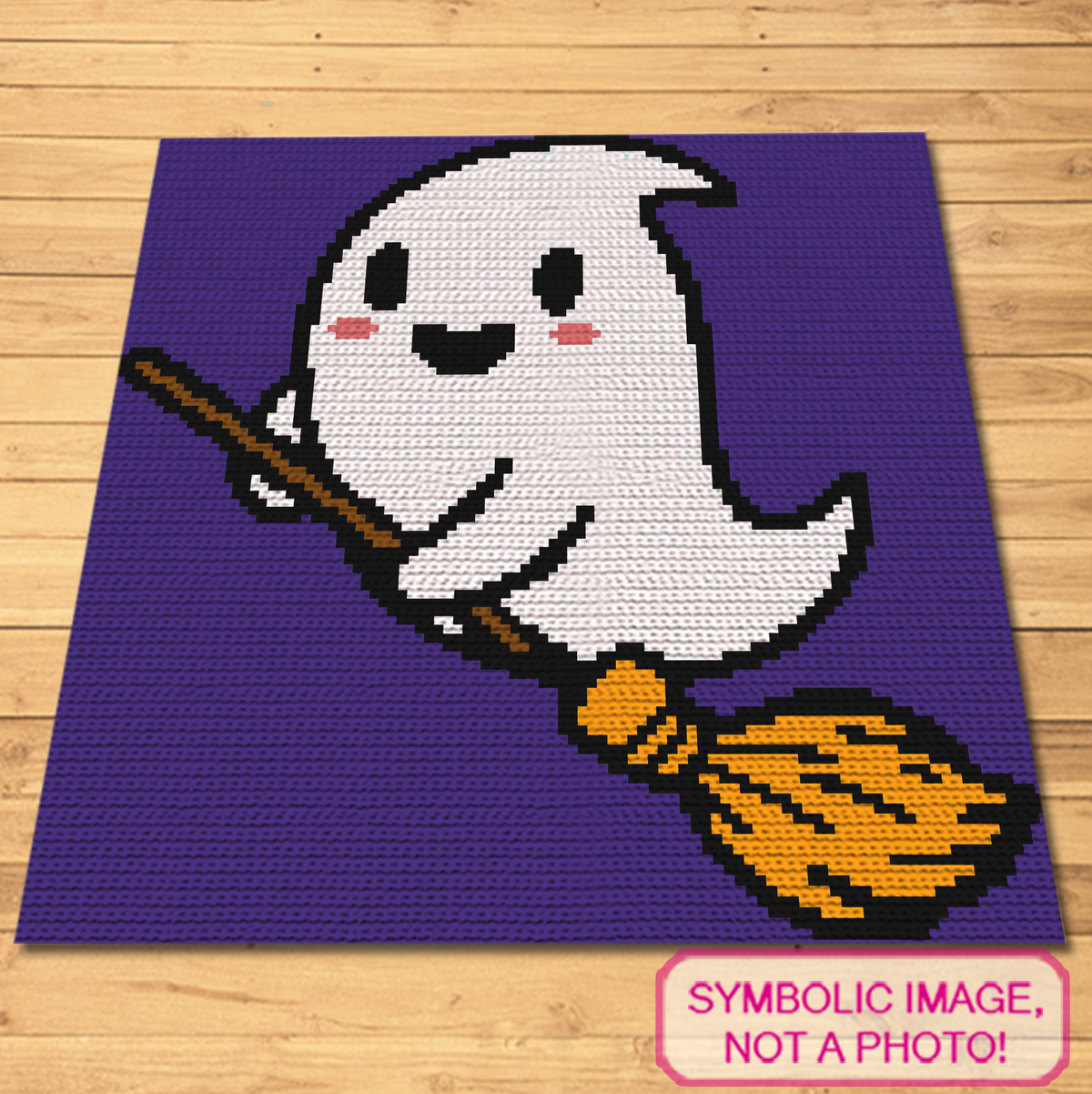 Ghost On A Broom SC Crochet Blanket & Pillow Pattern, Halloween Graphgan PDF