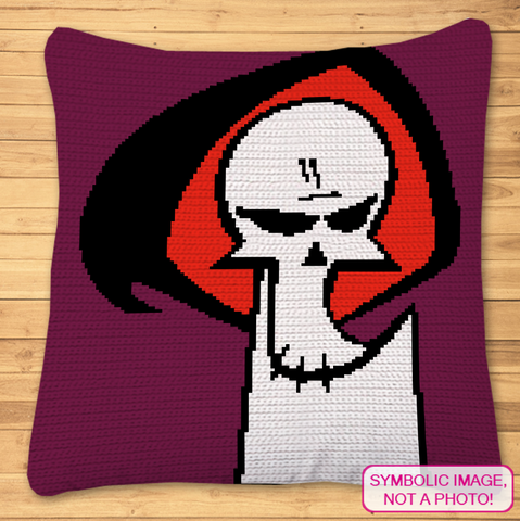 Unleash your inner cartoonist with this FREE Grim Reaper SC crochet pattern! Inspired by "Grim and Evil," it's perfect for fans and crafters alike. Click to Download!