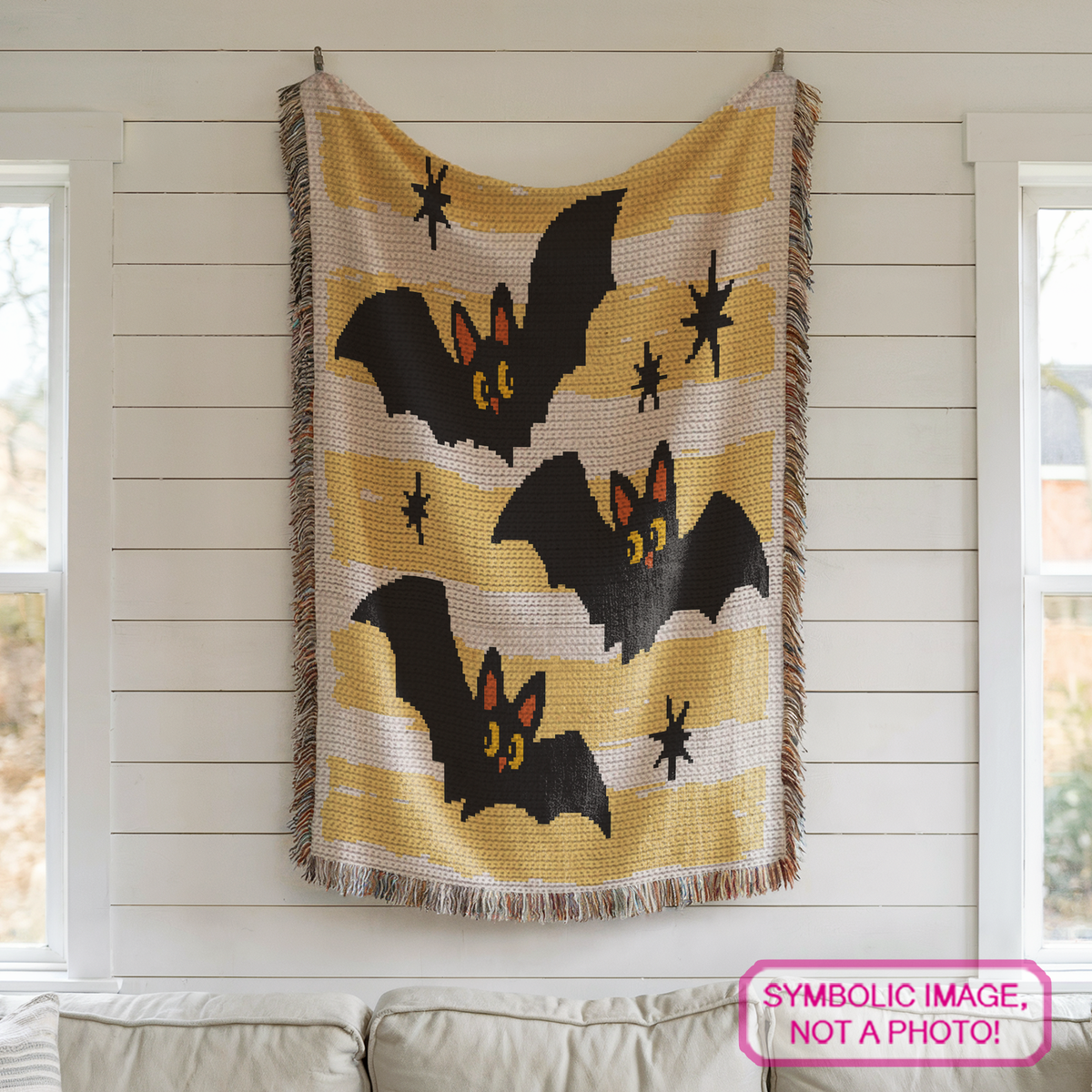 Bats Halloween Crochet Blanket Pattern, SC Graphghan PDF