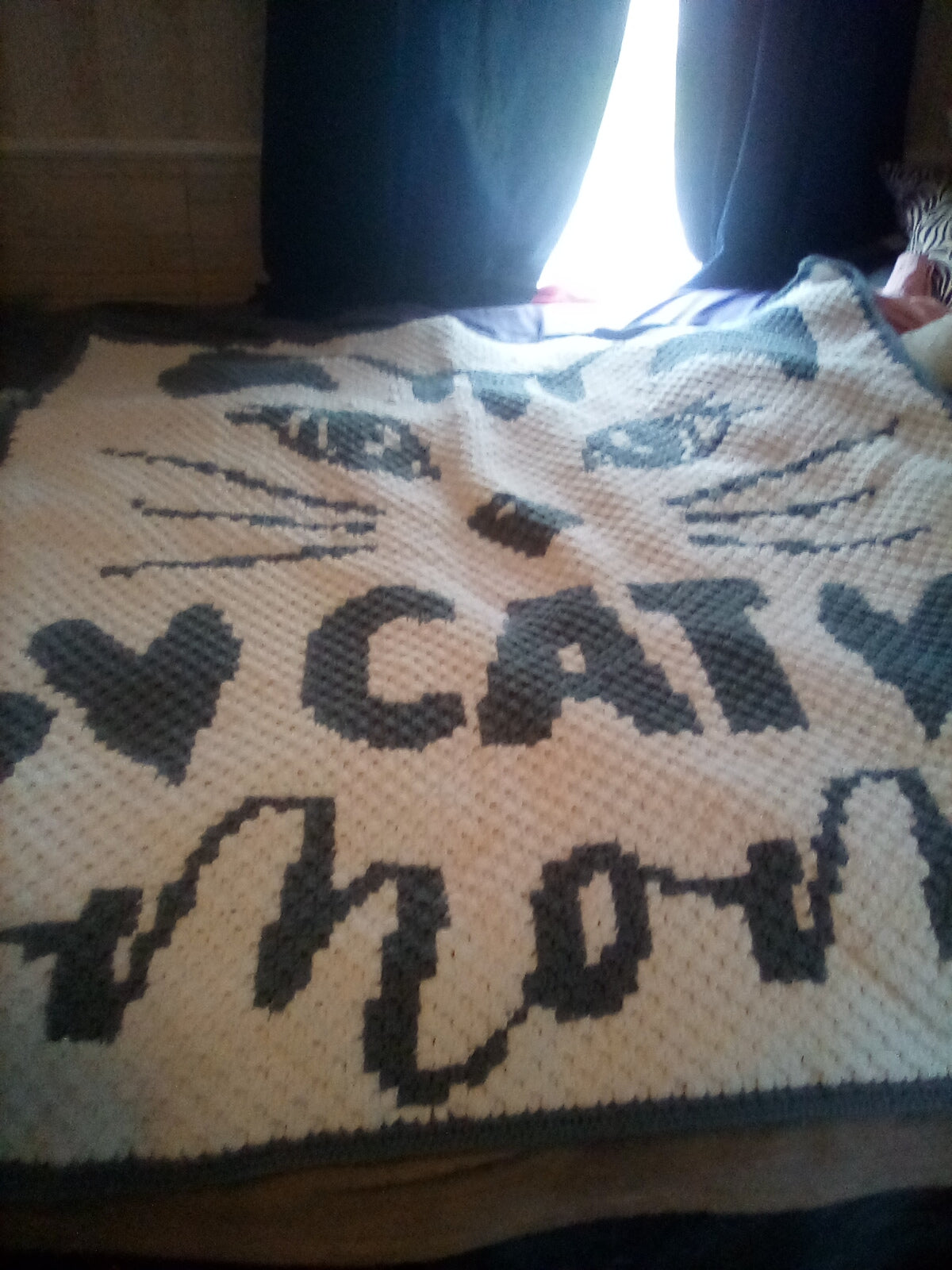 Cat Mom, Crochet Cat Pattern - C2C Cat Afghan Pattern