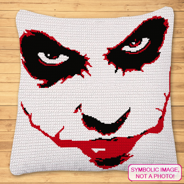 Get the best of both worlds with our Joker Crochet Pattern Bundle, featuring both SC (Single Crochet) and C2C (Corner to Corner) designs. Perfect for fans who love to crochet and want to add a touch of villainous flair to their collection.

Crochet Jocker is a Crochet BUNDLE, a Graph Pattern with Written Instructions for Crochet Blanket and Pillow, PDF Digital Files.
Click to learn more!