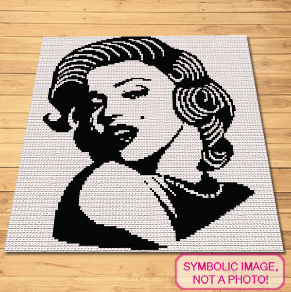 Bring the timeless glamour of Marilyn Monroe to life with this SC (Single Crochet) blanket pattern featuring her iconic close-up portrait. Capturing her radiant beauty and magnetic presence, this pattern is perfect for fans who want to add a touch of classic Hollywood elegance to their home decor. Perfect for advanced crocheters looking to create a stunning tribute to a screen legend.

Click to learn more!