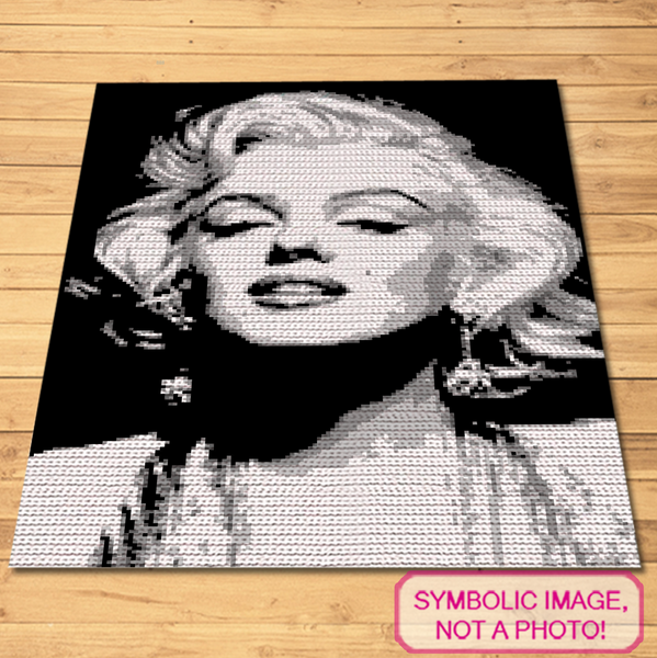 Craft a tribute to the ultimate screen siren with this SC crochet blanket pattern featuring a classic portrait of Marilyn Monroe. This detailed design captures her captivating gaze and glamorous aura, perfect for any fan looking to add a bit of vintage Hollywood to their collection. A perfect piece for sophisticated home decor or as a cherished gift.

Click to learn more!