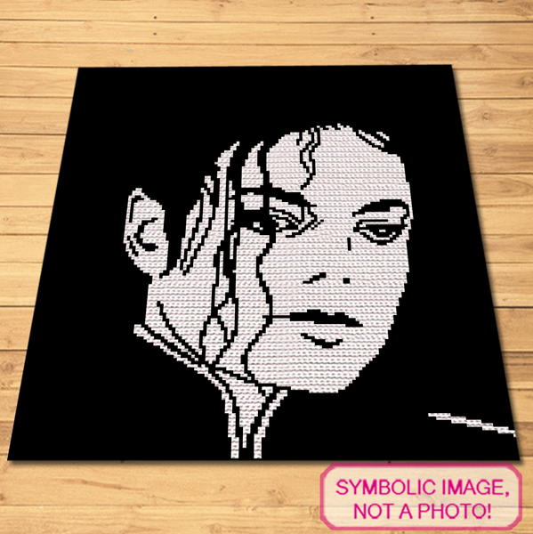 Craft an homage to a music legend with this SC (Single Crochet) Blanket Pattern, featuring Michael Jackson's iconic silhouette.

This pillow, in a striking monochrome palette, is perfect for fans who want to keep the artist's memory alive in their decor. It captures his unique style and presence.

It’s an ideal project for those who want to blend their love for music with their passion for crochet, creating a piece that's both decorative and deeply personal. 
Click to learn more!