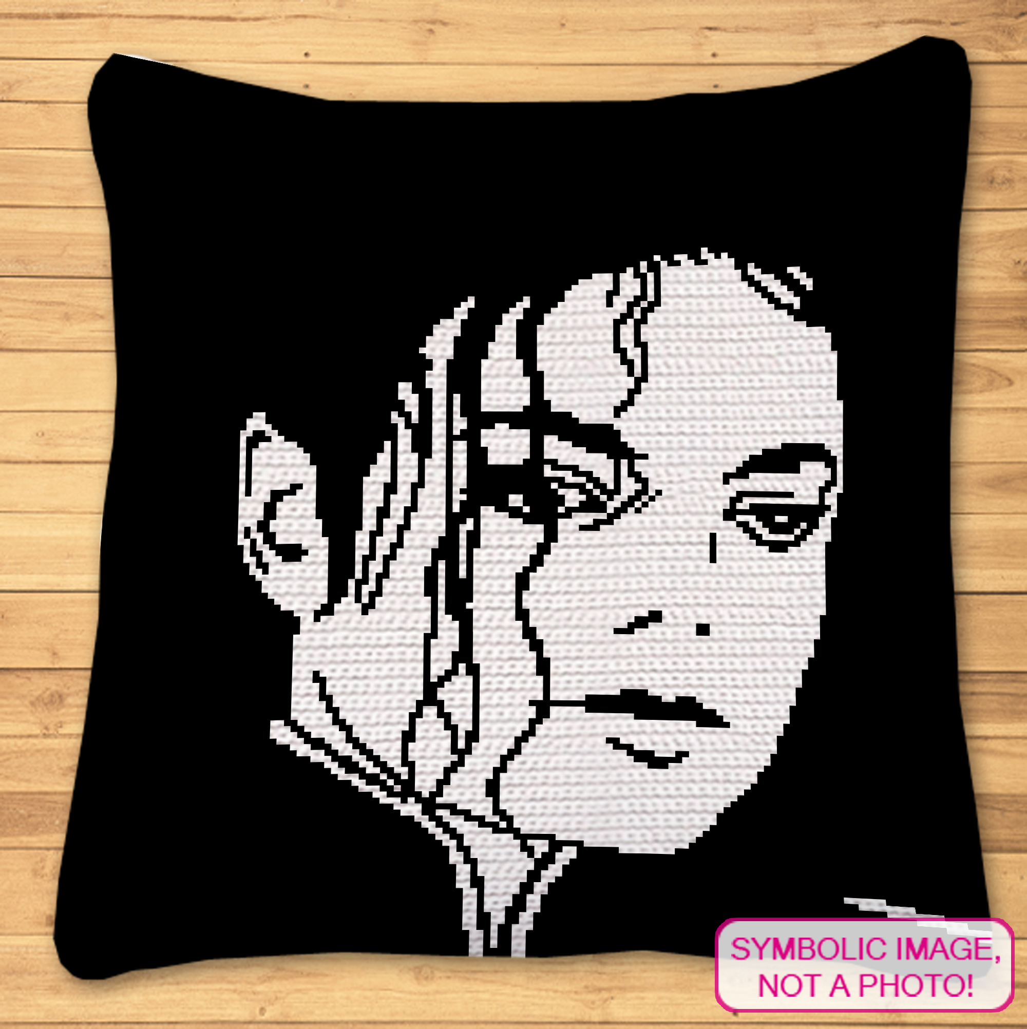 Craft an homage to a music legend with this SC (Single Crochet) Pillow Pattern, featuring Michael Jackson's iconic silhouette.&nbsp;

This pillow, in a striking monochrome palette, is perfect for fans who want to keep the artist's memory alive in their decor. It captures his unique style and presence.&nbsp;

It’s an ideal project for those who want to blend their love for music with their passion for crochet, creating a piece that's both decorative and deeply personal. 
Click to learn more!