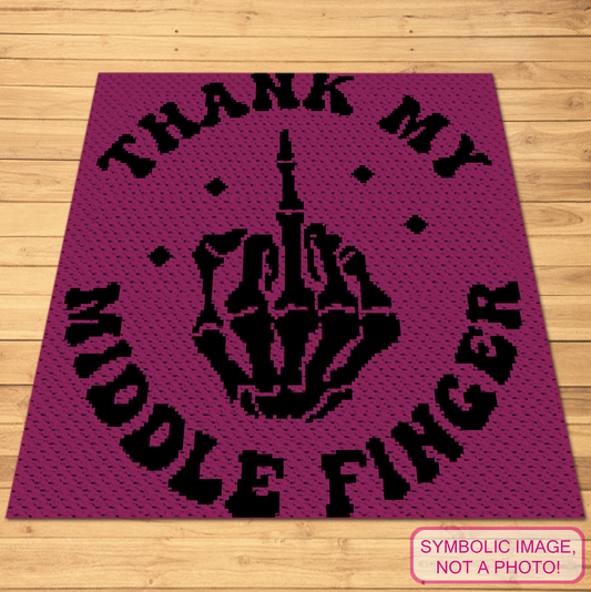 Thank My Middle Finger C2C Crochet Blanket Pattern – Sassy Halloween Graphghan PDF