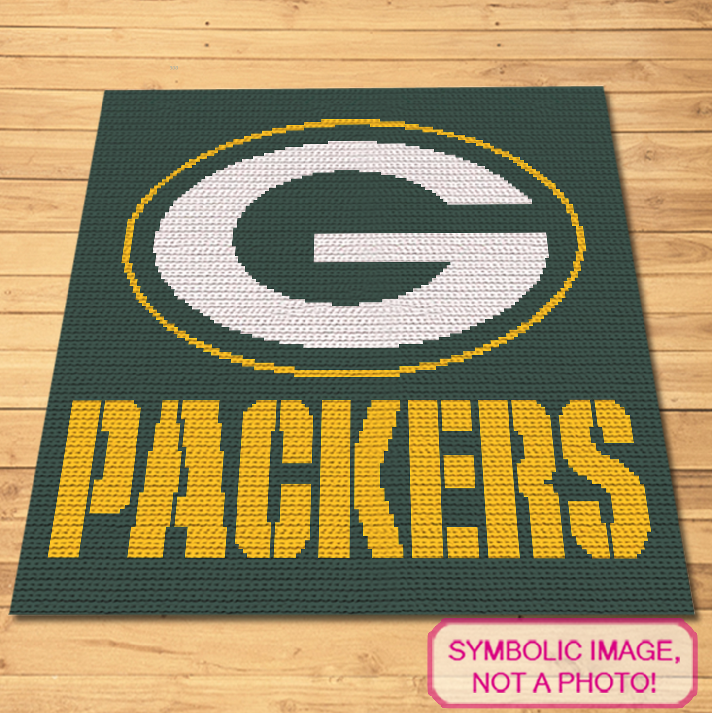 Single crochet football graphgan pattern with a 150 x 150 color chart and written row-by-row instructions.
Green and yellow football crochet pattern for a rectangular pillow or blanket and handmade fan gift.