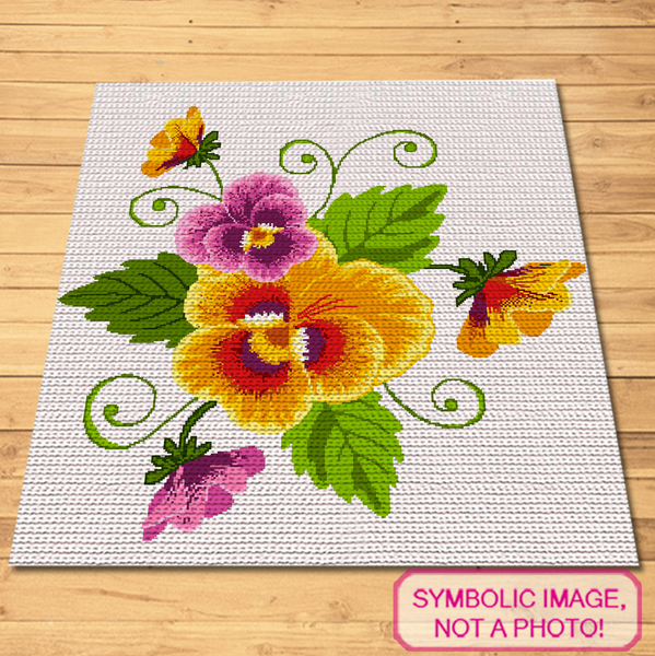Crochet Pansies Pattern is a Graph Pattern with Written Instructions, PDF Digital Files. Click to learn more!