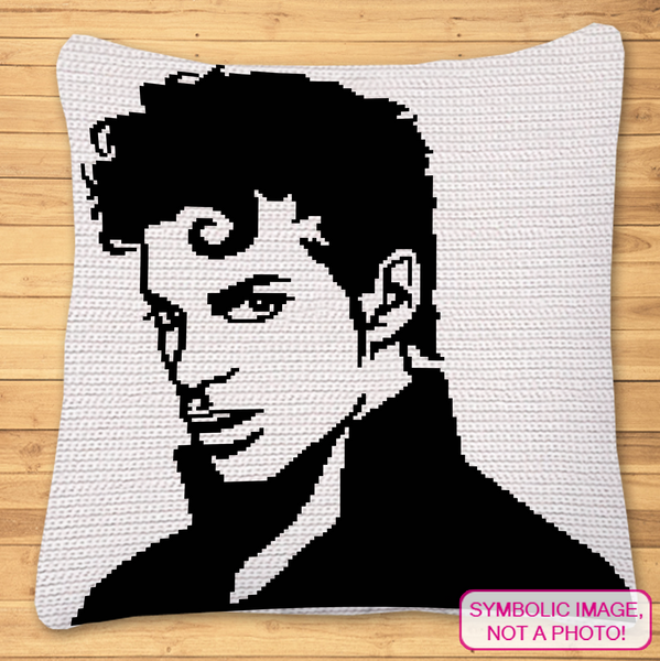 Celebrate the musical legend with this stunning Prince SC Crochet Pillow Pattern. Perfect for fans of the iconic artist, this black-and-white design adds a touch of rock royalty to any room. #PrinceCrochet #SingleCrochetPattern