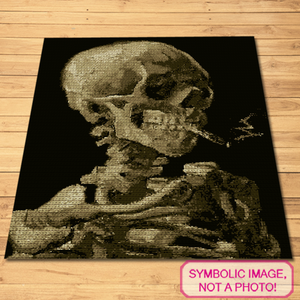 Crochet Van Gogh - Skeleton with a Cigarette - is a Graphghan Pattern with Written Instructions for Crochet Afghan, PDF Digital Files. 

Who wouldn't want to have the famous Skeleton by Vincent Van Gogh in his home? Now you can create one from this Tapestry Crochet Blanket Pattern.

Click here to learn more!