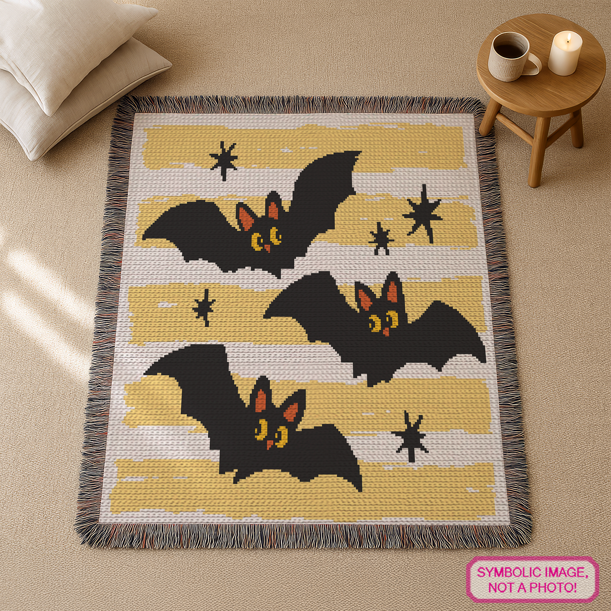 Bats Halloween Crochet Blanket Pattern, SC Graphghan PDF