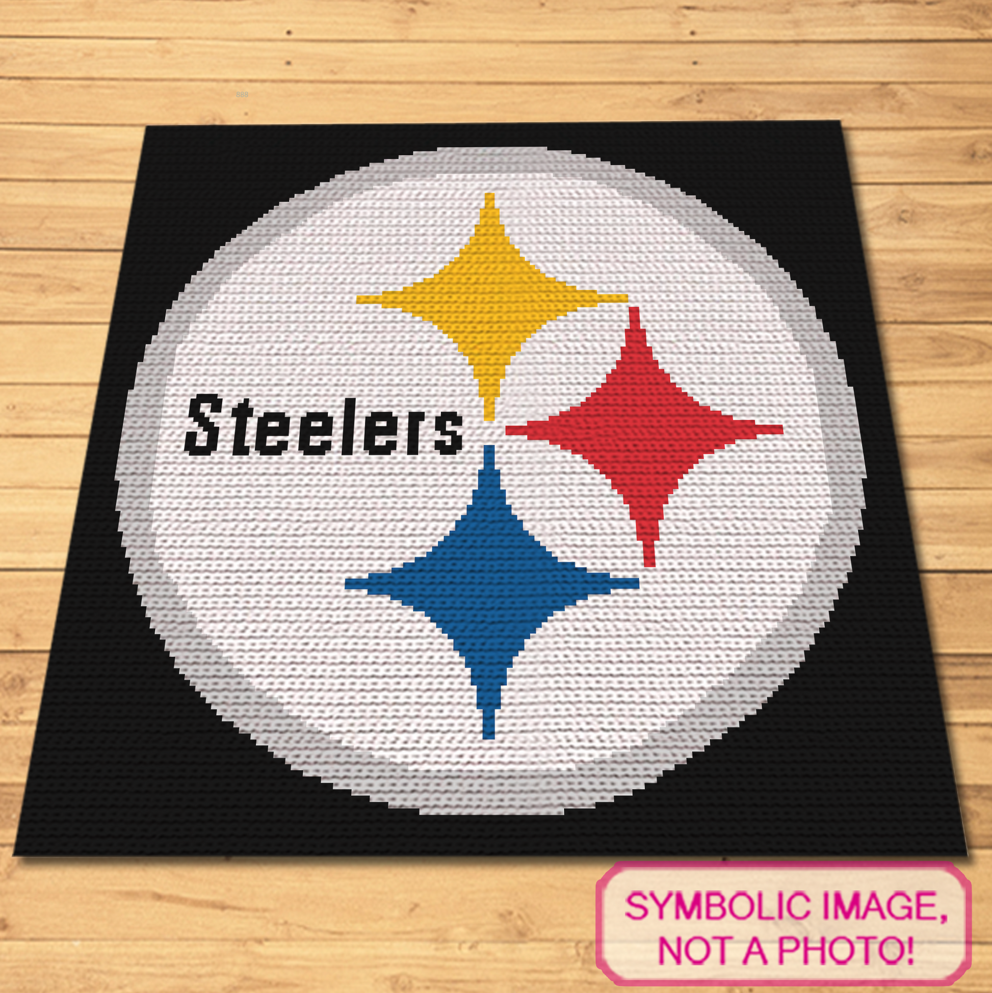Black and gold football crochet pattern for a rectangular pillow or blanket and handmade fan gift.
Tapestry crochet sports blanket pattern for football season, fan caves, bedrooms, and game-day decor.