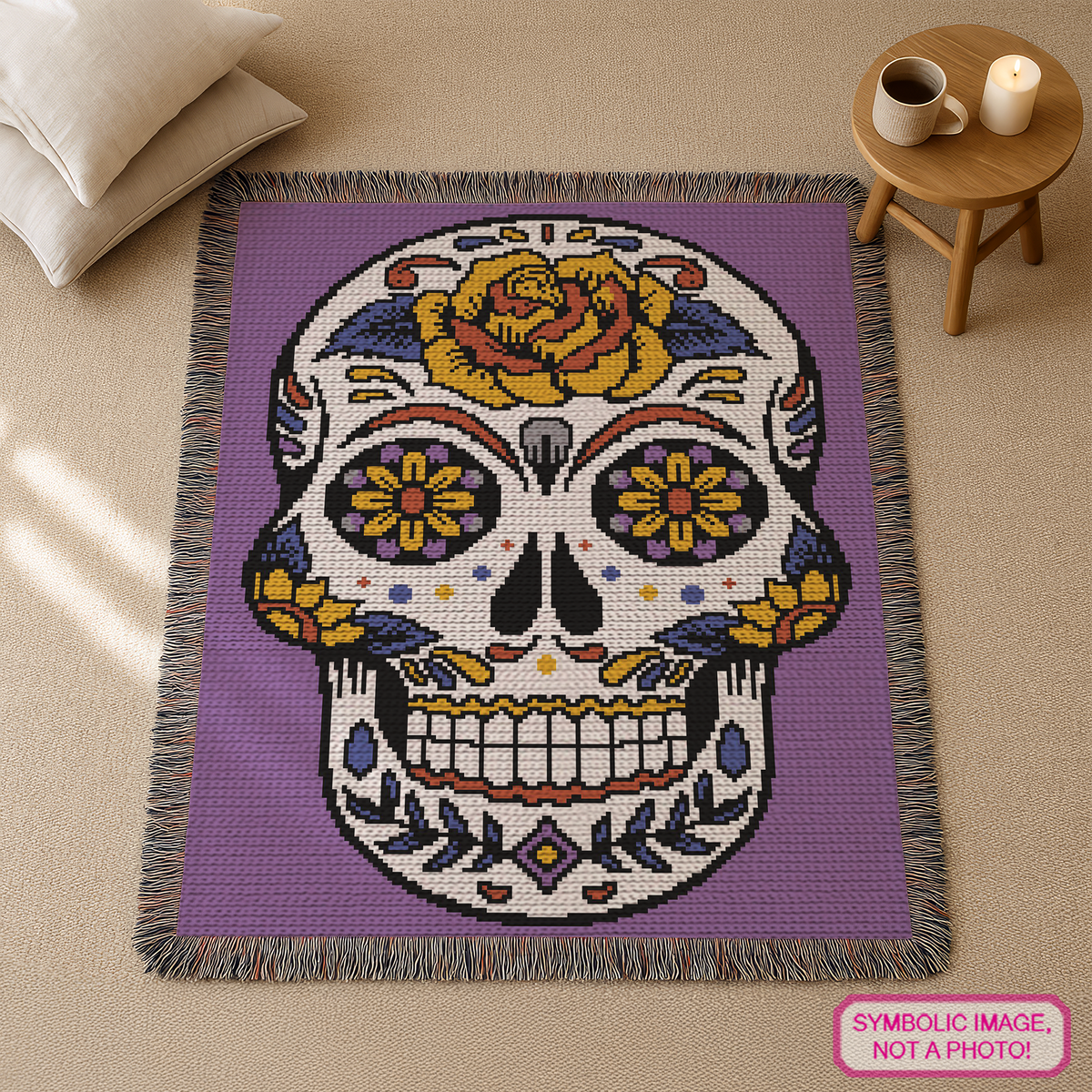 Sugar Skull Crochet Blanket Pattern, SC Graphghan Pattern, Dia de los Muertos Crochet, Skull Blanket PDF

Create a bold and colorful handmade blanket with this beautiful Sugar Skull SC Crochet Blanket Pattern! 💀🌸🧶
