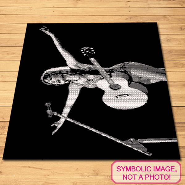 With this SC (Single Crochet) Blanket Pattern, you can create a crochet masterpiece that brings the excitement of a live concert into your home.&nbsp;

This detailed design showcases an iconic moment of a celebrated artist on stage, guitar in hand, evoking the dynamic energy of a live performance.&nbsp;

Ideal for fans who want to immortalize their admiration through their craft, this pattern transforms yarn into a tribute that resonates with musical passion and the spirit of live performances.