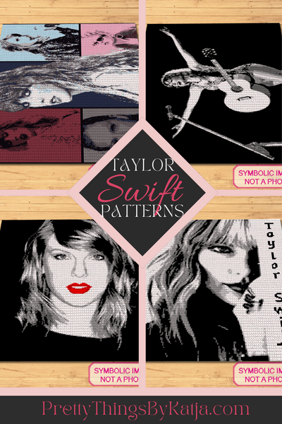 Capture the essence of an iconic music star with the Taylor Swift SC Crochet Blanket Pattern Bundle.

This exclusive collection includes four meticulously crafted Single Crochet Patterns, each one celebrating a different aspect of the artist's dynamic career. From the acoustic vibes of the guitar to the bold portrait with signature red lips, and evocative snapshots from the Eras Tour, each pattern offers a unique piece of the artist's journey to stitch into your own tapestry of fandom.
Click to learn more!