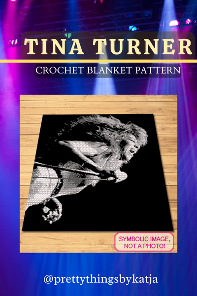 Embrace your inner diva with this Tina Turner inspired Crochet Blanket Pattern. Channel Tina's electrifying energy into your crochet stitches and create a blanket that exudes Confidence and Strength. Let the captivating design transform your space into a sanctuary of empowerment. Crochet your way to a masterpiece that celebrates the legend herself!

Celebrity Crochet Tina Turner Pattern is a Graph Pattern with Written Instructions for Crochet Blanket, PDF Digital Files

Click to learn more!