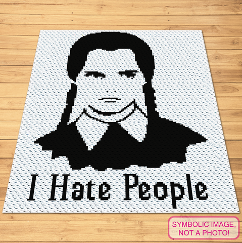 Wrap yourself in Wednesday vibes with this 'I Hate People' crochet blanket pattern. Ideal for lovers of gothic style and humor, this bold design is perfect for making a cozy yet rebellious statement in your home.

Click to learn more!