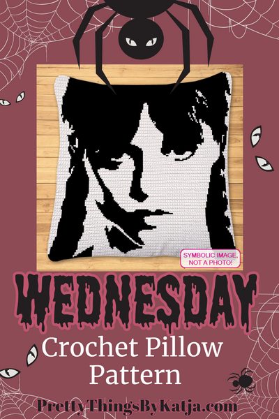 Capture the iconic Wednesday Addams look with this black-and-white portrait SC Crochet Pillow Pattern. Perfect for fans of gothic style and dark elegance, this pillow makes a striking addition to any room. Click to learn more!
